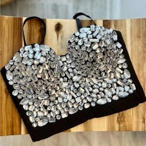 Rhinestone Studded Crop Top / Bra
